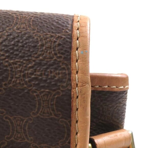 Auth CELINE Macadam Shoulder Bag Brown PVC/Leather/Goldtone - Picture 6 of 14